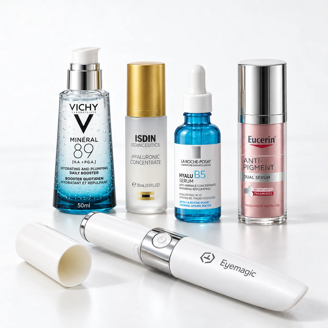Eyemagic junto a sérums de cuidado facial